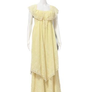 Sz Large vintage Roberta California layered yellow maxi dress